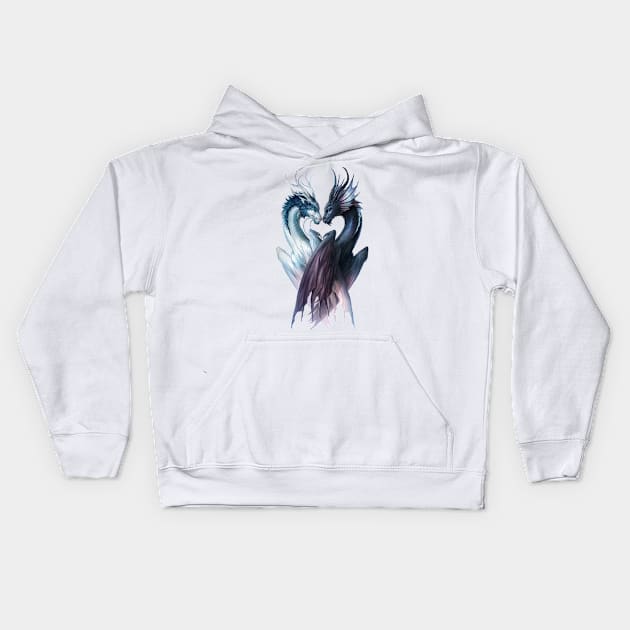 Yin and Yang Dragons Kids Hoodie by jojoesart